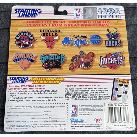 1996 Damon Stoudamire NBA Toronto Raptors Kenner Starting Lineup New Extended - Picture 2 of 8